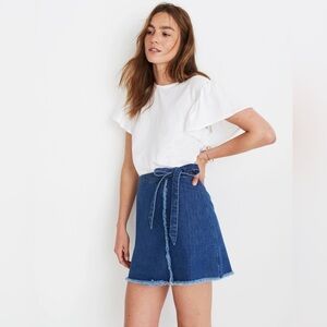 Madewell Raw Hem Mini Wrap Denim Skirt (8)